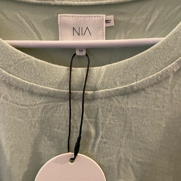 Sage Green Sweatshirt with Cream Stripes - Picture 2 of 2